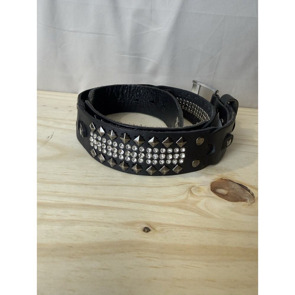 Daytrip Belt Black Genuine Leather Women’s M Rhinestones & Studded Bling - Picture 5 of 13